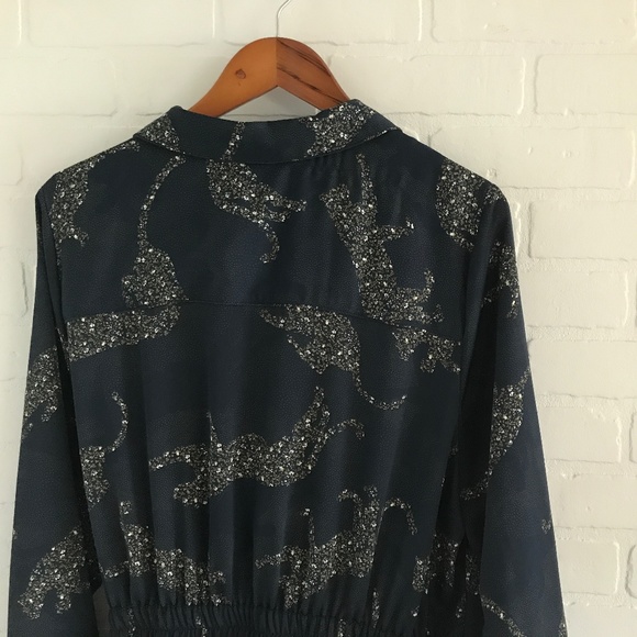 Addition Elle - Navy Leopard Print Jumpsuit with pockets - Plus Size 20 - Picture 6 of 8